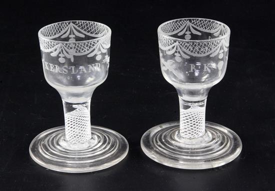 A pair of Masonic toasting glasses, c.1770,